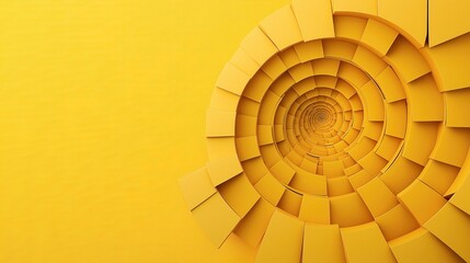 Canvas Print - Abstract yellow spiral pattern with layered square elements creating a dynamic, circular design. Geometric shapes and vibrant colors form a 3D effect.