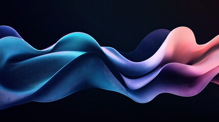 Sticker - Abstract smooth colorful waveforms in gradient shades of blue, purple, and pink on a dark background representing fluidity and motion.