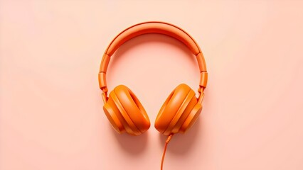 Orange headphones on a white background for music and tech branding