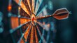 © MahmudulHassan - Darts arrows in the target center of dartboard. Business success and achievement concept