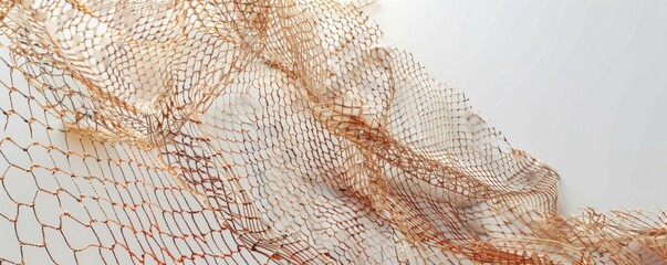 Fishing net on white background, 4K hyperrealistic photo