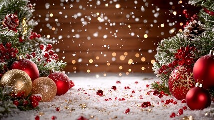 Wall Mural - merry christmas and happy new year background. xmas banner holiday poster. festive bright winter des