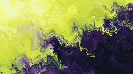 Wall Mural - A swirling combination of fluorescent yellow, acid green, and deep violet with a pixelated grain texture.