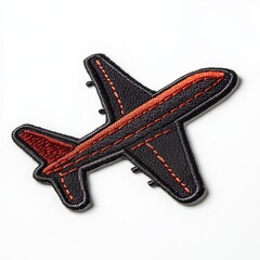 red airplane embroidered patch badge on isolated white background, vector badge and patch collection