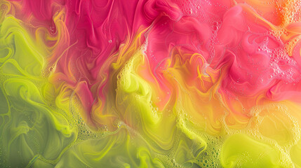 Wall Mural - Bright magenta, lime green, and fluorescent yellow merging in a psychedelic gradient with fine grain.
