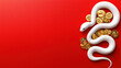 © Antto-AI - White snake on gold coins against red background, symbolizing prosperity