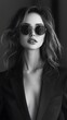 © LAJT - Elegant black and white portrait of a woman wearing sunglasses