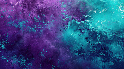 Wall Mural - psychedelic turquoise merging into vivid violet with a noisy, grainy texture
