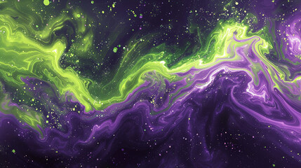 Wall Mural - Vibrant purple fading into lime green with a grainy, psychedelic speckling effect.