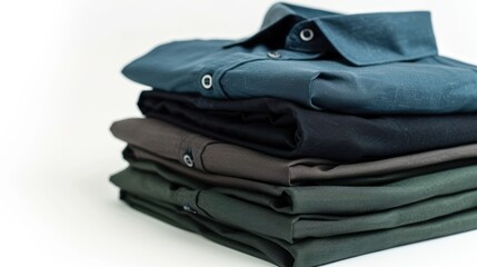 Sticker - Stack of Folded Shirts in Various Shades of Blue and Green