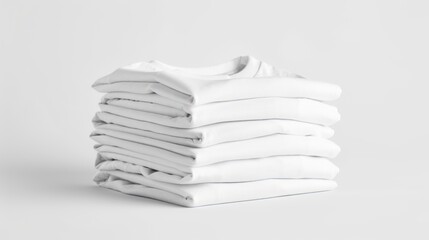 Sticker - A Stack of Neatly Folded White T-Shirts