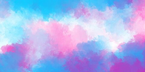 Wall Mural - Abstract light watercolor aquarelle paper textured ink effect grungy wet pastel watercolor beautiful colorful fantasy light blue, purple and pink shades watercolor abstract design background. 
