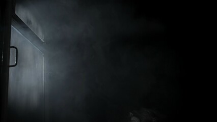 Wall Mural - soft diffused rays of light illuminate the foggy darkness and the window.