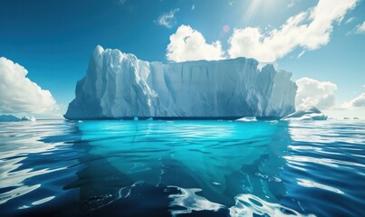 Wall Mural - Enormous iceberg floating in the ocean, 4K hyperrealistic photo