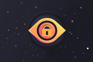 A colorful eye icon with a padlock symbolizing privacy and security in digital communication