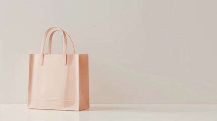 Wall Mural - A Pale Pink Tote Bag on a White Surface with a Light Background