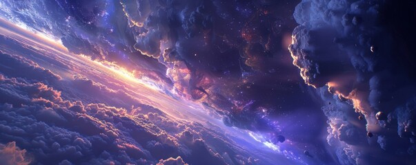 Wall Mural - celestial edifice adrift in the void, 4k hyperrealistic photo