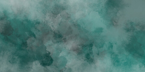 Green background with elegant vintage texture. Smoke in the dark. Abstract watercolor background with splashes. abstract cloud and vapor texture background. Teal color powder explosion .