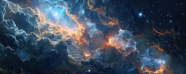 Wall Mural - cosmic cathedral amidst celestial clouds, 4k hyperrealistic photo