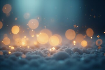 Canvas Print - enchanting winter scene with glowing lights and snowflakes for festive decoration.