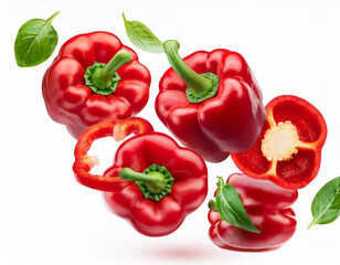 Fresh red pepper on white background, isolated.