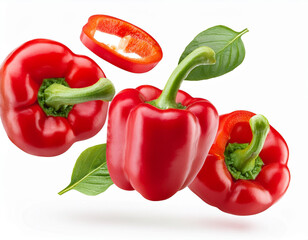 Fresh red pepper on white background, isolated.