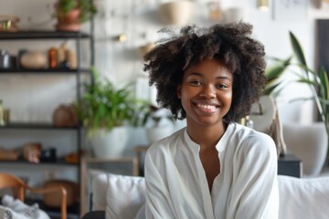 Portrait of a smiling female African American interior designer