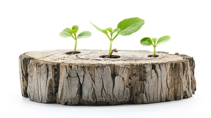 Canvas Print - Three Young Saplings Growing from a Tree Stump