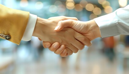 Business negotiation and handshake for recruitment collaboration.