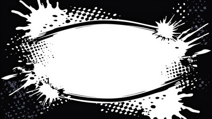 Aufkleber - An energetic black and white abstract design features splashes and strokes surrounding a blank central area, perfect for adding text or illustrations