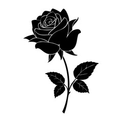 Rose silhouette vector art image isolated white background