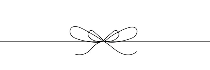 Continuous line drawing of decorative ribbon bow. editable line. Vector illustration.