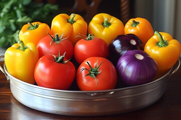 Fresh ingredients in metal bowl