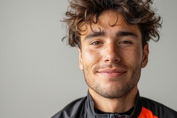 man with cycling jersey, white background, biking attire