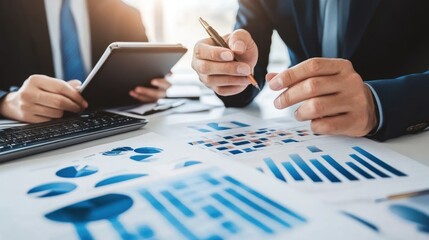 Aufkleber - Business Professionals Analyzing Financial Data With Charts and Graphs