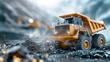 © progress - Heavyduty dump truck on rocky terrain, surrounded by dynamic lighting effects