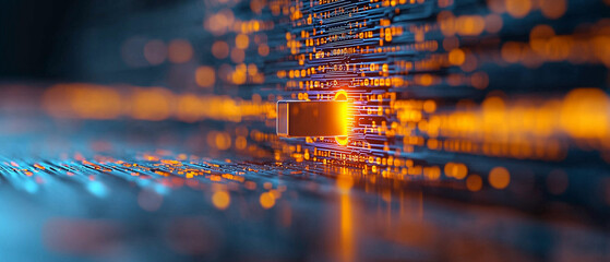 Aufkleber - glowing data key is being inserted into digital pad, symbolizing advanced technology and data security. vibrant colors and intricate patterns evoke sense of innovation and connectivity