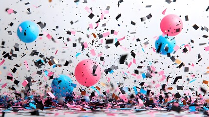 Wall Mural - festive confetti falling on white background