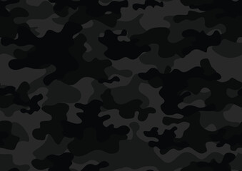 Wall Mural - black camouflage background, seamless military texture, night print, urban design