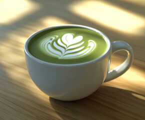 tasty Matcha Latte made from green tea. AI generative.