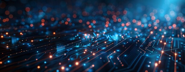 Futuristic hi-tech background. Cyberspace data transferring. Bokeh effect. Big data concept.