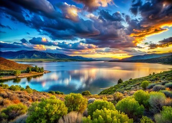 Stunning High Dynamic Range Landscape of Washoe Lake in Nevada