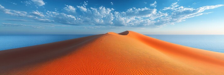 endless sand dunes, sweeping golden sands under a clear blue sky, creating a serene and tranquil des