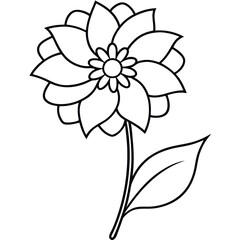 Sticker - Zinnia Flower Vector Line Art & Silhouette  Design.