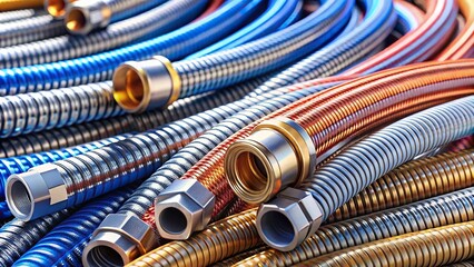 flexible water hose pipe with shallow depth of field