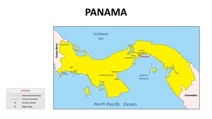 Panama Map. Major cities in Panama. Political map of Panama with border and neighbouring countries.Detailed Political Map with Administrative Divisions and Major Cities.