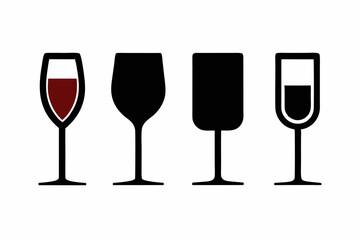 
Wine glass silhouette vector set, Wine glass icon vector

