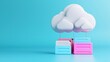 © justjupiter - 3D cloud storage concept with colorful boxes on a vibrant blue background