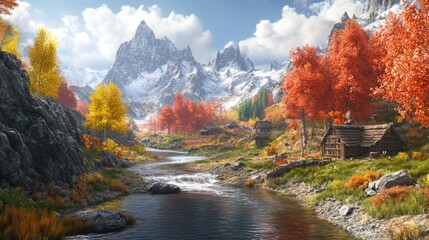 Canvas Print - Autumn Mountain Stream.