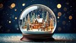 © DigitalArt - A serene snow globe depicting a cozy cabin surrounded by pine trees, creating a festive winter wonderland with shimmering lights.